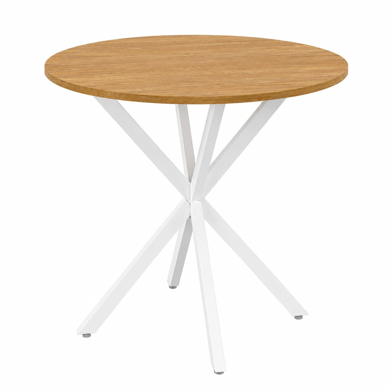 IDMarket - Runder Esstisch ALIX für 2-4 Personen, Spinnenfuß, Holz und Weiß, 80 cm