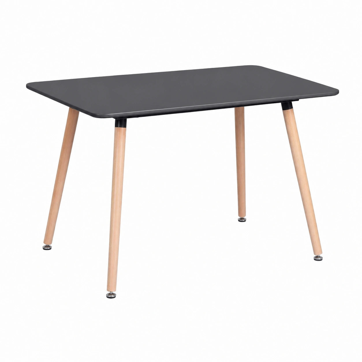 Retro Esstisch 110x70cm mit Buchenholzbeinen und Hochglanzplatte - Für 4 Personen, Schwarz