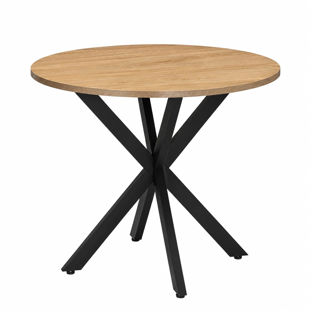 Runder Esstisch ALIX für 4 Personen mit Spinnenfuß, Holz und Schwarz, 80 cm