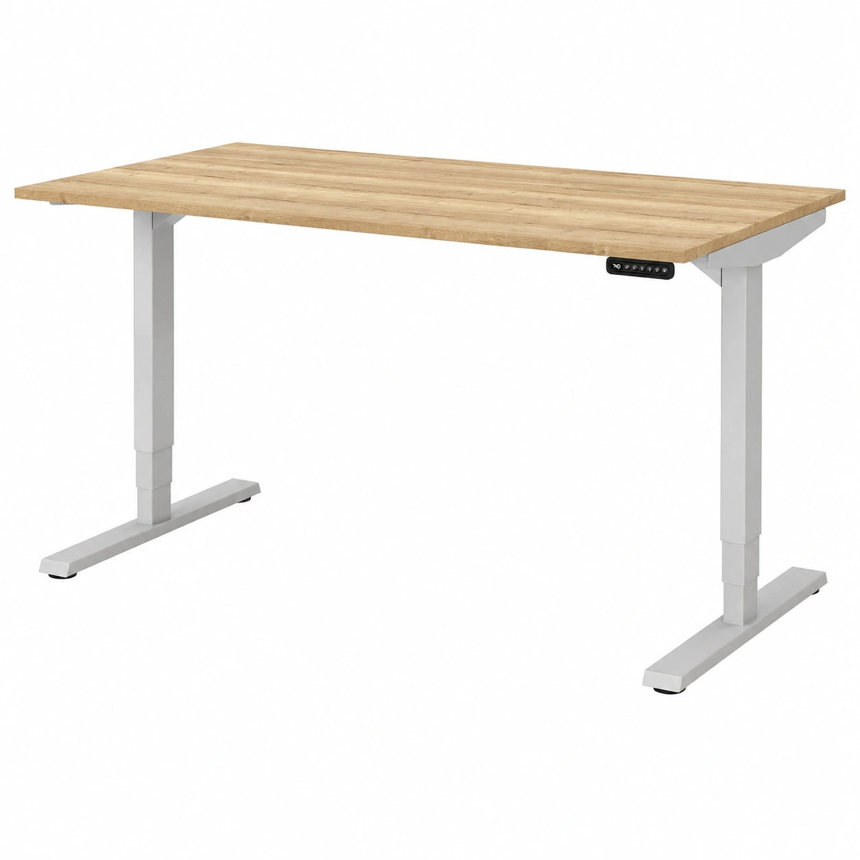 Elektrisch höhenverstellbarer Schreibtisch Y-Line 160x80cm in Eiche Silber mit Dual-Motor & Memory - TÜV/GS zertifiziert, Hergestellt in Deutschland