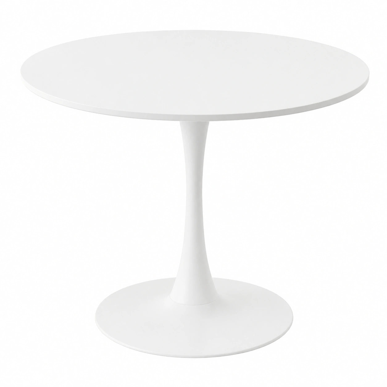 Moderner Runder Tisch für Küche, Esszimmer, Wohnzimmer und Büro, 100 cm, Weiß