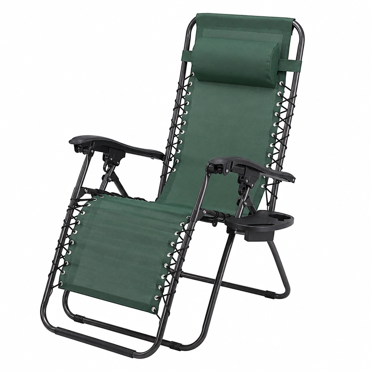 Ergonomischer Zero-Schwerkraftliegestuhl, klappbar, mit Stahlrahmen und atmungsaktivem Textilene-Gewebe, ideal für Terrasse und Pool (Grün)