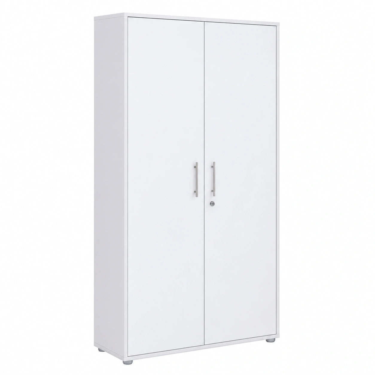 Moderner Aktenschrank mit Türen, abschließbar, 84,4 cm breit, lichtgrau/weiß Hochglanz