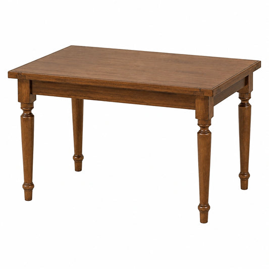 Ausziehbarer Massivholztisch 140-210 cm, Dunkles Nussbaum, mit gedrehten Beinen