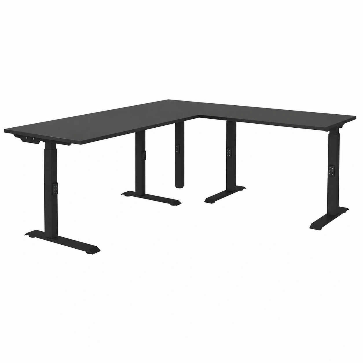 Eckschreibtisch Lomadox 260x220cm, Graphit, Höhenverstellbar 68-91cm, Büromöbel