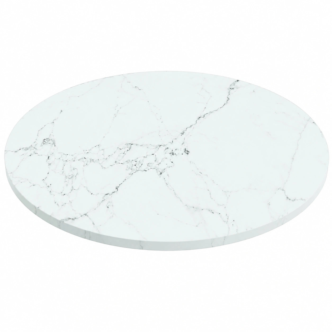 Runde Tischplatte aus Hartglas, Weiß, 50x0,8 cm, Marmordesign, Ersatz für Esstisch und Couchtisch