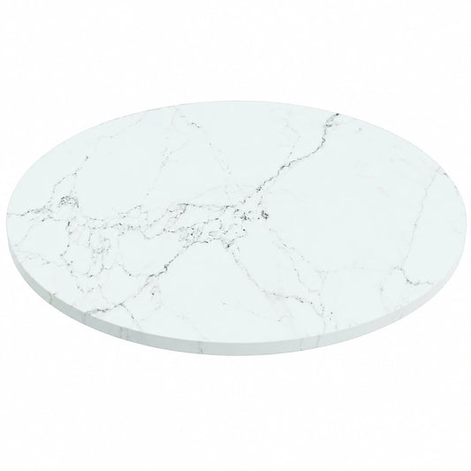 Runde Tischplatte aus Hartglas, Weiß, 50x0,8 cm, Marmordesign, Ersatz für Esstisch und Couchtisch