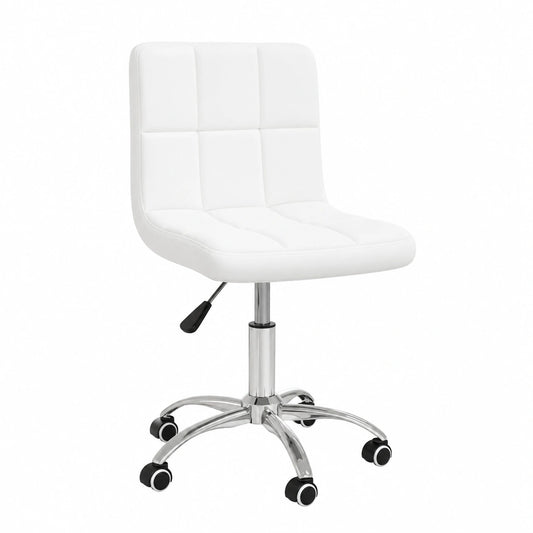 Ergonomischer Schreibtischstuhl aus Kunstleder in Weiß, Höhenverstellbar und Drehbar