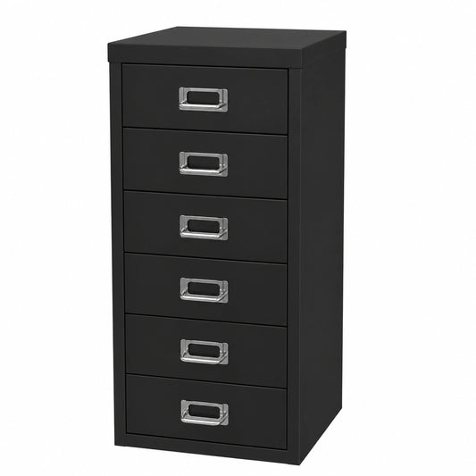 Bisley Metall-Schubladenschrank mit 6 Fächern DIN A4, Schwarz