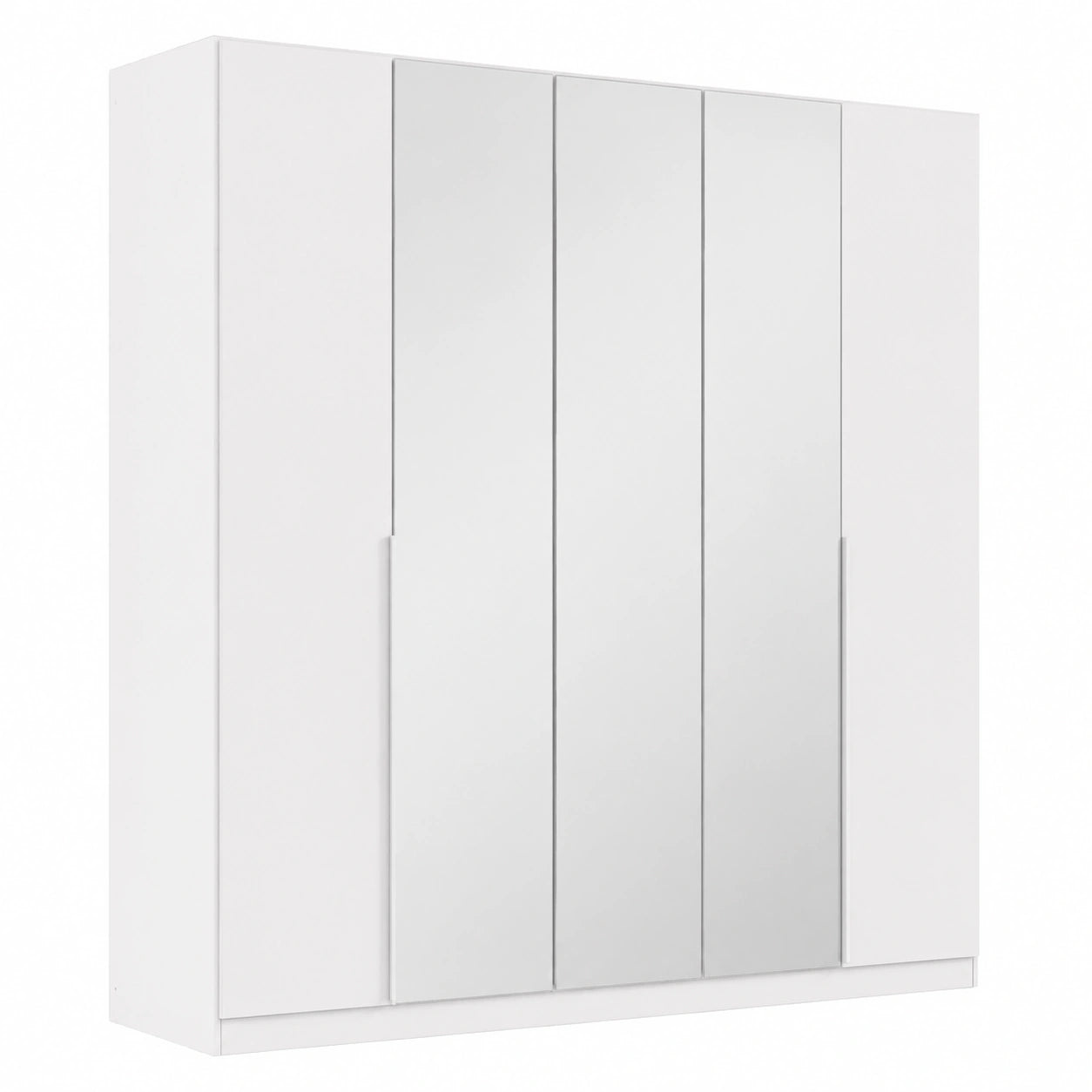 Rauch Möbel Kleiderschrank, 5-türig, Weiß mit Spiegel, 226 cm Breite, ideal für Schlafzimmer und Kinderzimmer