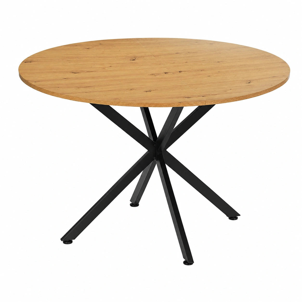 Runder Esstisch aus Holz, 120 cm, moderner Küchentisch für 4-6 Personen, passend für Esszimmer, Wohnzimmer und Küche, in Braun, 120x120x75cm