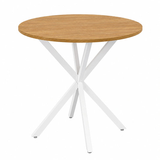 IDMarket - Runder Esstisch ALIX für 2-4 Personen, Spinnenfuß, Holz und Weiß, 80 cm