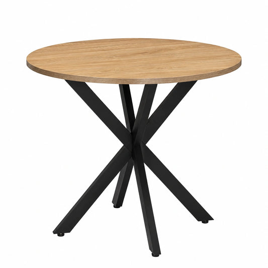 Runder Esstisch ALIX für 4 Personen mit Spinnenfuß, Holz und Schwarz, 80 cm
