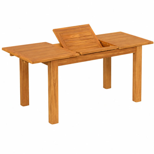 Massiver Teakholz Gartentisch, Ausziehbar, 130-180x80 cm