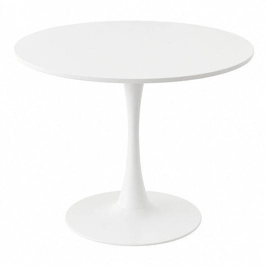 Moderner Runder Tisch für Küche, Esszimmer, Wohnzimmer und Büro, 100 cm, Weiß