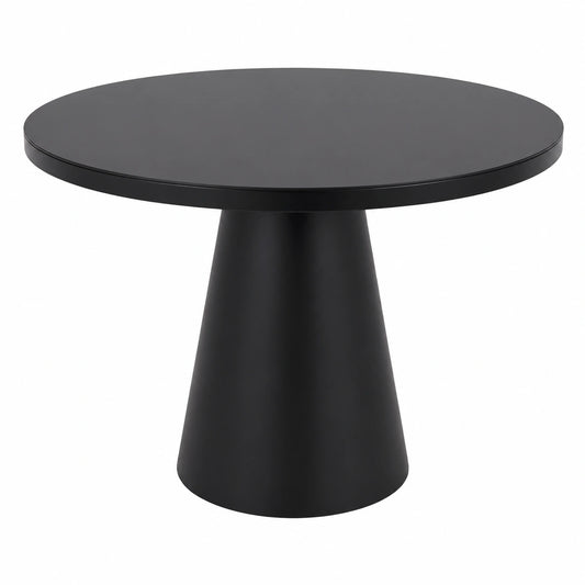 Runder Esstisch 110 cm, Schwarz mit Glas, Platz für 5, bis 100 kg Tragkraft, Modernes Design