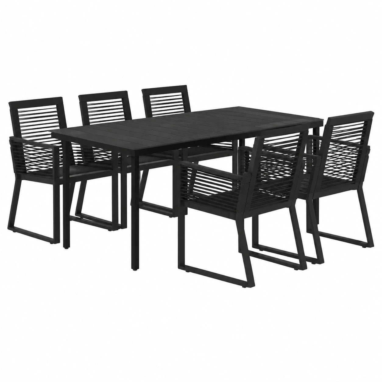 vidaXL 7-teiliges Gartenmöbelset aus Aluminium mit Tisch und Stühlen, Schwarz