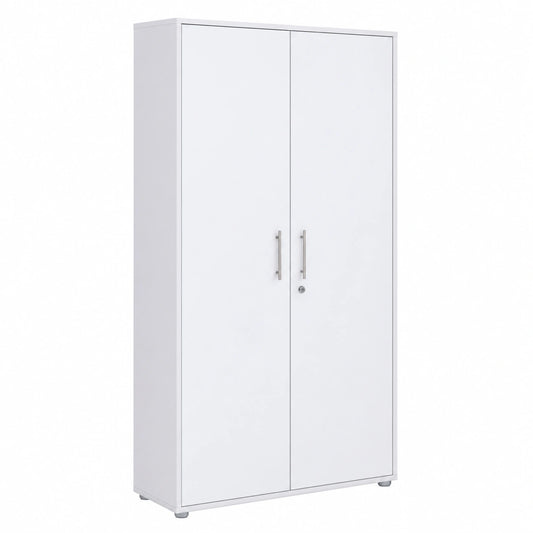 Moderner Aktenschrank mit Türen, abschließbar, 84,4 cm breit, lichtgrau/weiß Hochglanz
