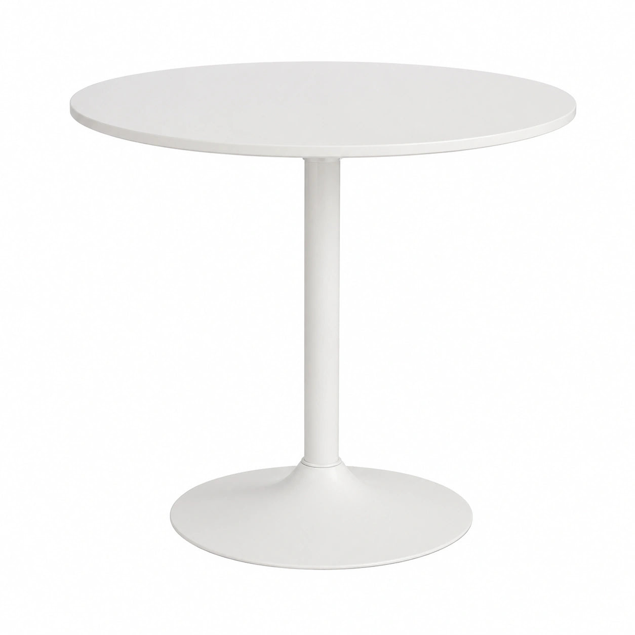 Runder Esstisch 80x80 cm mit Stahlbeinen und rutschfester Fußauflage, ideal für Küche und Wohnzimmer in Weiß