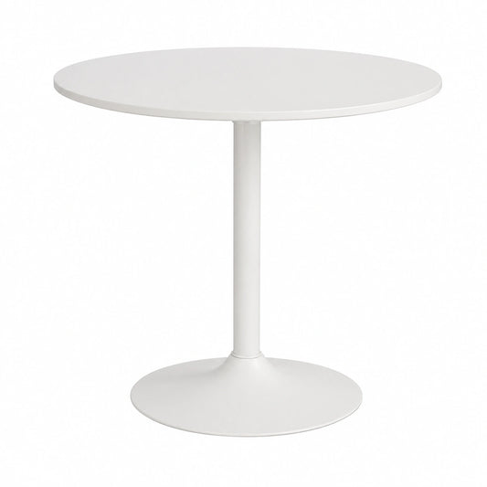 Runder Esstisch 80x80 cm mit Stahlbeinen und rutschfester Fußauflage, ideal für Küche und Wohnzimmer in Weiß