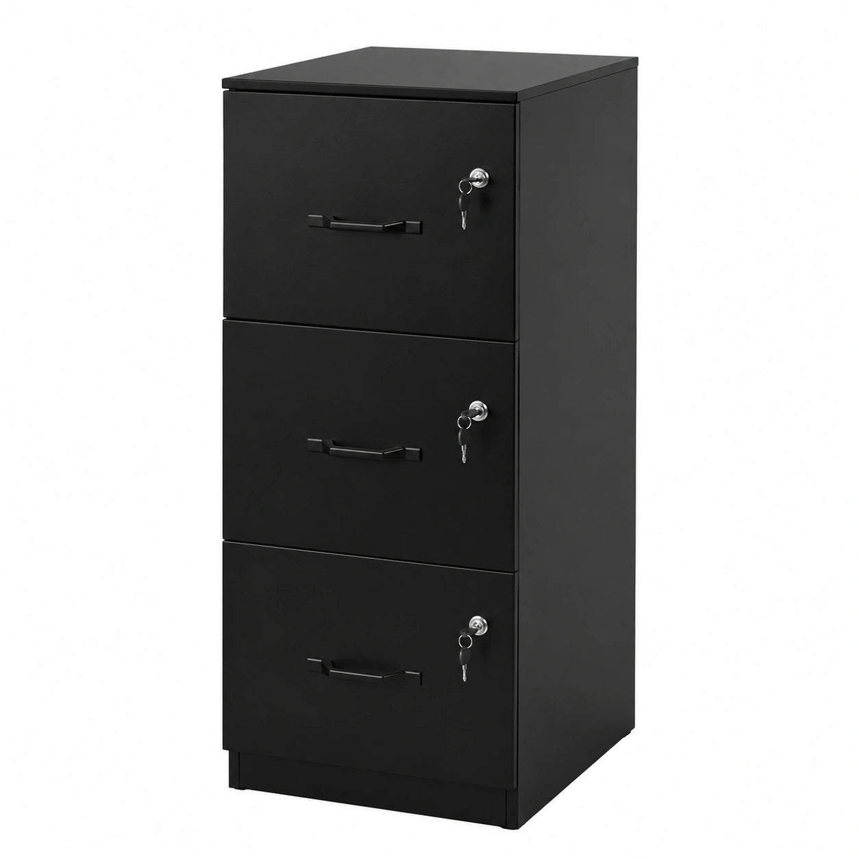 Schwarzer Büro Aktenschrank mit 3 abschließbaren Schubladen, 103 x 40 x 40 cm